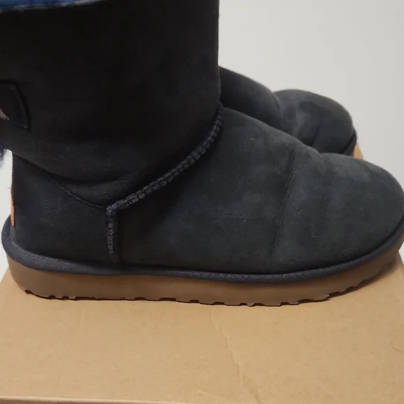 UGG Women's Navy BLUE Shearling Boots - Picture 9 of 10
